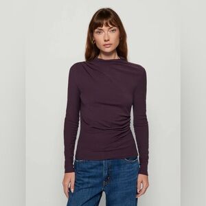 Nation Los Angeles Charlotte Long Sleeve t-shirt top blouse, purple, size small